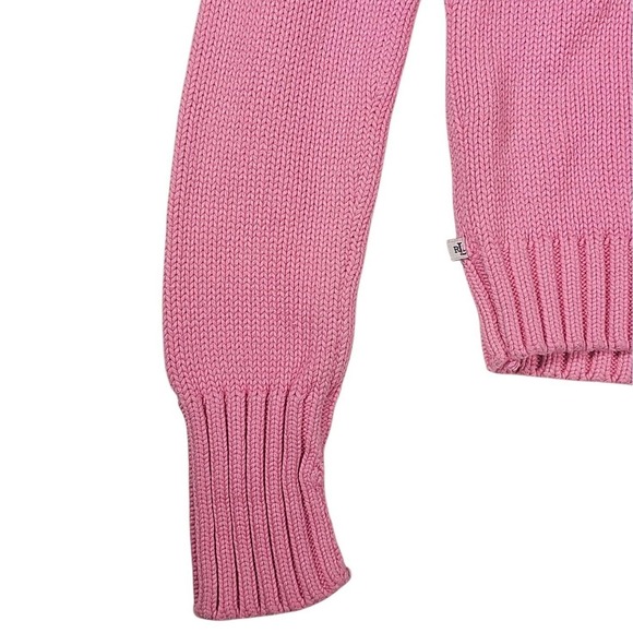 Lauren Ralph Lauren Cotton Knit V-Neck Sweater Pink Petite Size P/P - Picture 6 of 9